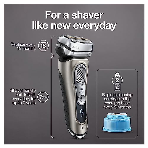 Braun Series 9 9385cc Latest Generation Electric Shaver, Rechargeable & Cordless Electric Razor for Men, with Clean&Charge Station & Leather Travel Case