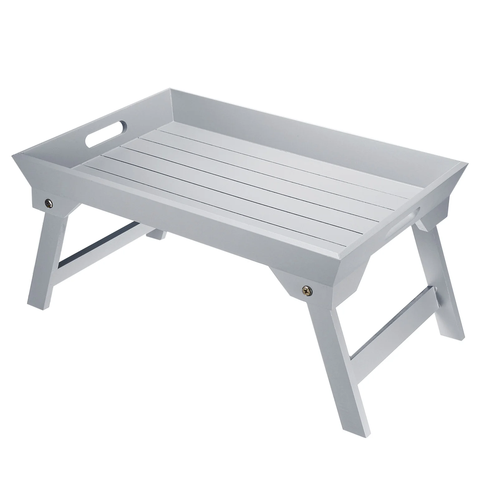 Unique Bargains Table Bed Trays with Folding Legs Portable Wooden Snack Desk Grey