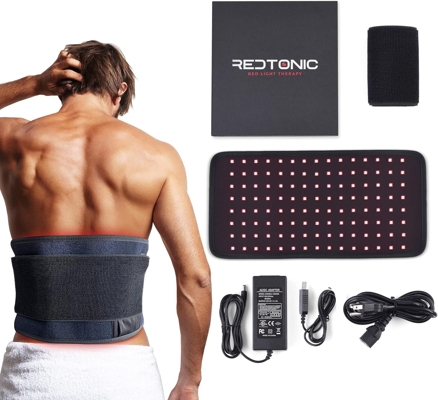 Red Light Therapy Body Wrap - RedTonic LED Infrared Light Device Belt for Pain Relief & Recovery w/ 2 Wavelengths