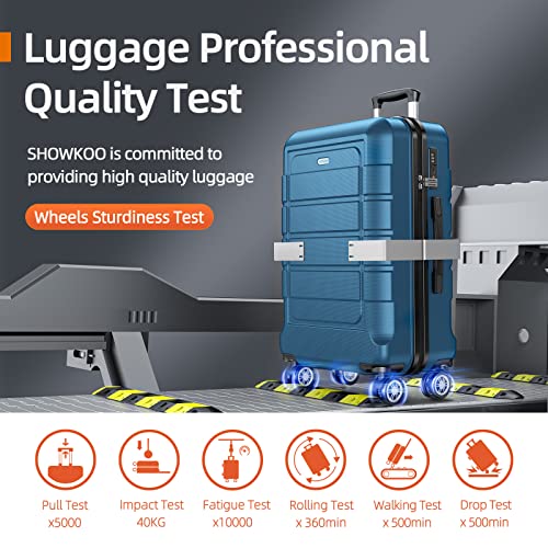 SHOWKOO Luggage Sets Expandable PC+ABS Durable Suitcase Double Wheels TSA Lock Black