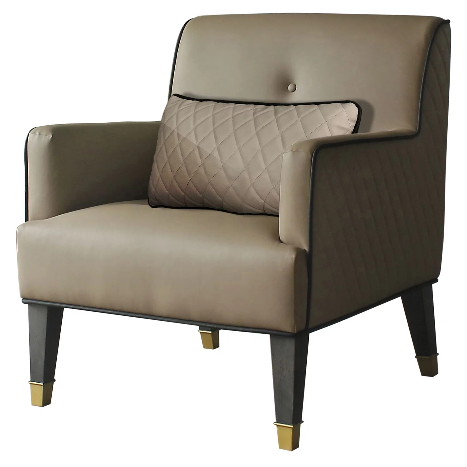 ACME House Beatrice Recessed Arm Accent Chair in Tan and Charcoal