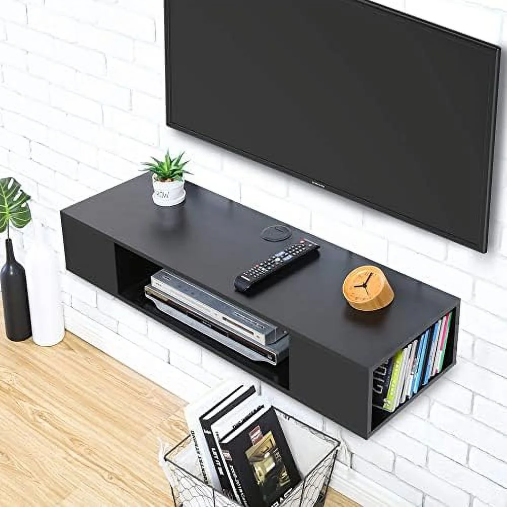 HBBOOMLIFE Floating TV Stand   Wall Mounted Entertainment Center Media Console Component Under TV TV Media Console  with   Black