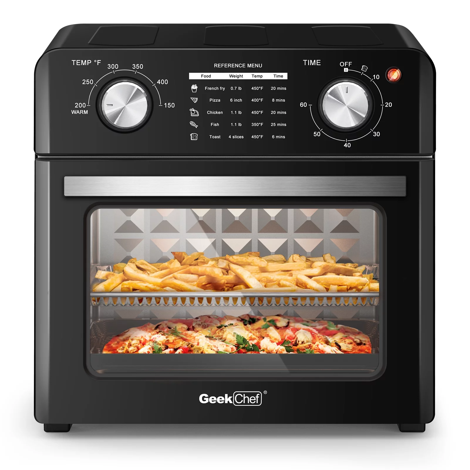 Geek Chef 10QT Air Fryer Toaster Ovens 4 Slice Toaster Large Oilless Cooker Oven Rotisserie Dehydrator Convection Oven Warm Broil Toast Bake Air Fry Oil-Free
