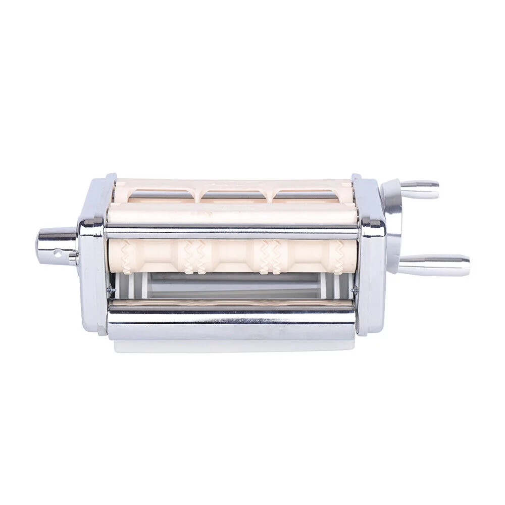 ZhdnBhnos Kitchen Pasta Roller Cutter Ravioli Maker Stand Mixer Attachment Kit Stainless Steel Silver