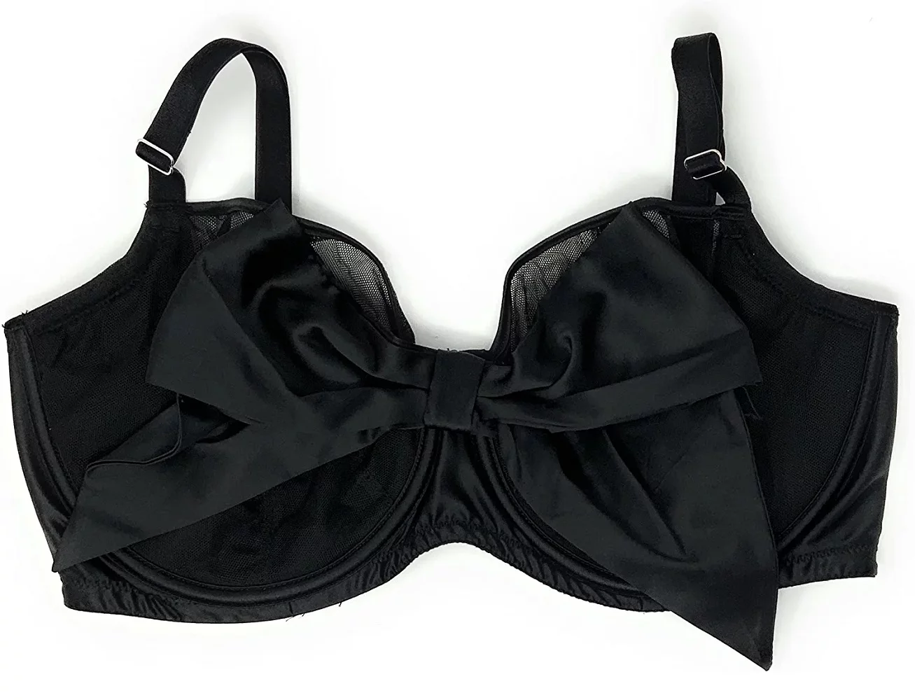 Victoria's Secret Dream Angels Push-Up Without Padding Bra Black Mesh Satin Bow 36DD NWT