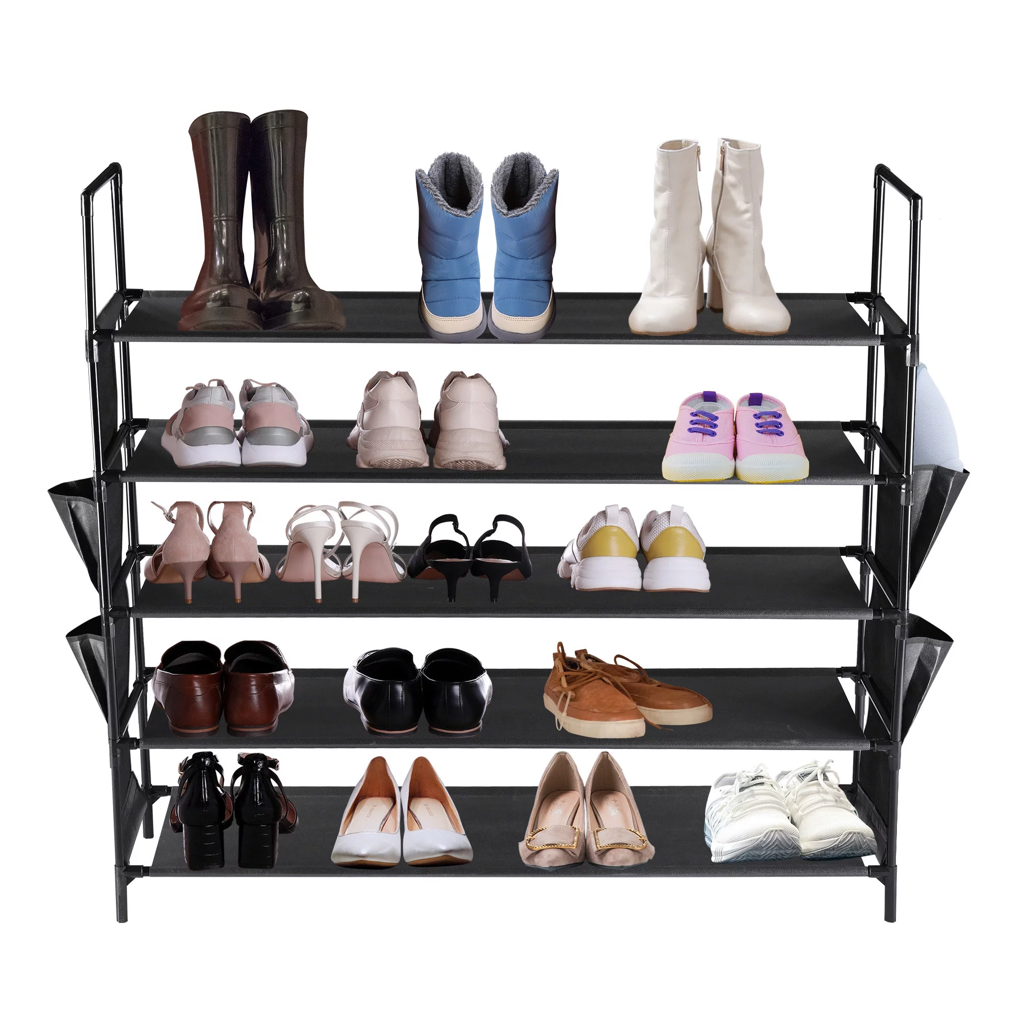 Yescom 5-Tier Shoe Rack Storage Organizer 25 Pair for Entryway,Hallway,Closet Black
