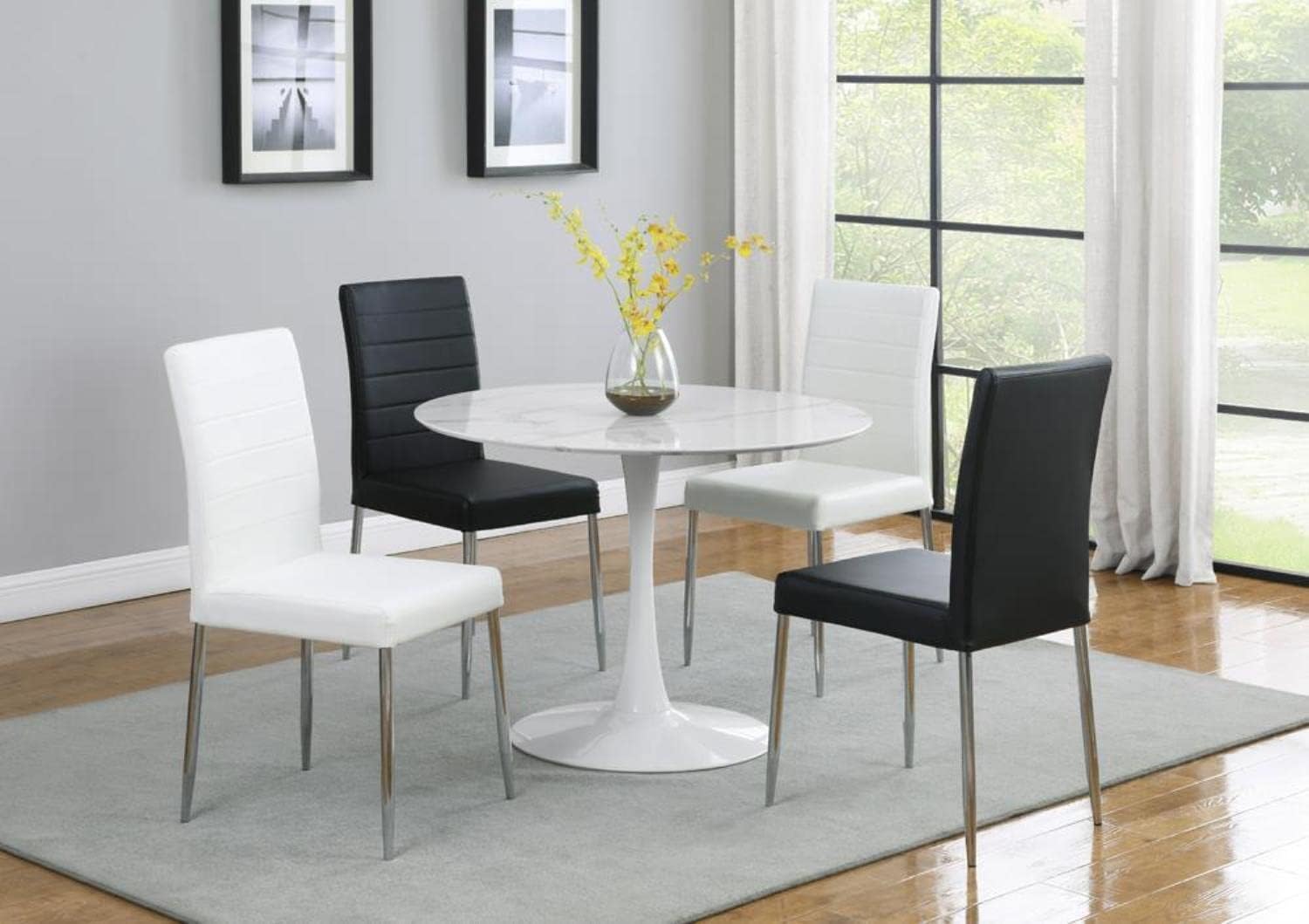 Coaster Furniture Vance Dining Chairs with Vinyl Seat Cushion White and Chrome (Set of 4) 120767WHT