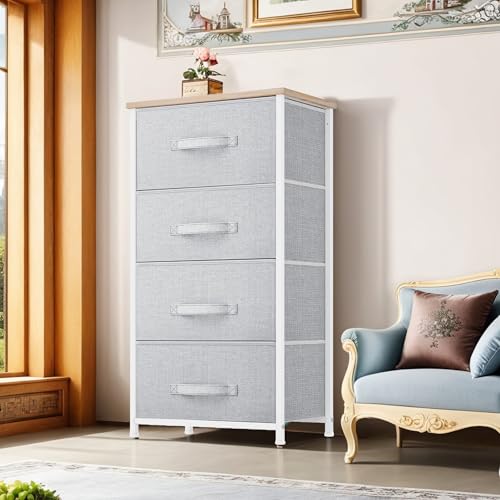 YITAHOME Dresser with 4 Drawers - Fabric Storage Tower, Organizer Unit for Bedroom, Living Room, Hallway, Closets - Sturdy Steel Frame