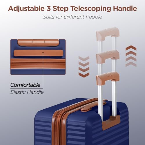 SHOWKOO Luggage Sets 3 Piece Hardside Expandable Suitcase with Double Spinner Wheels Tsa Lock, (Beige White, 5 piece set)