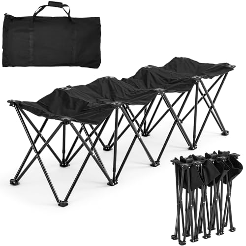 Folding Soccer Team Bench Seat Portable Sports Team Bench Unfolded Sideline Chair Playing Field Bleachers for Football Outdoor Sports Events with Storage Bag, No Assembly(6 Seats)