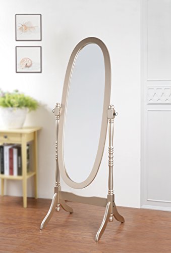 Roundhill Furniture Traditional Queen Anna Style Wood Floor Cheval Mirror, Cherry Finish