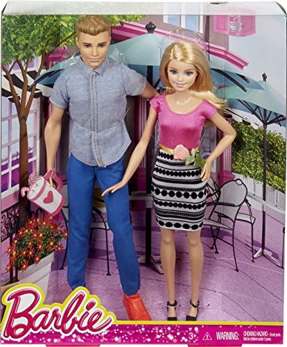Barbie & Ken Doll Set, 2-Pack of Fashion Dolls Featuring Removable Clothes Including Denim Button Down & Pink Blouse (Amazon Exclusive)