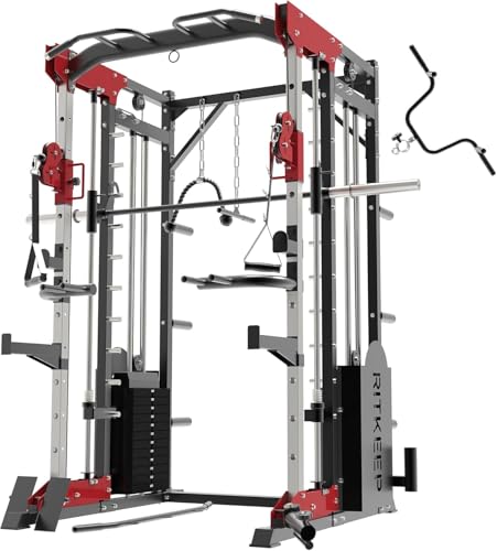 Smith Machine,RitKeep PMAX 5600 Pro,All-in-One Home Gym Equipment with 320lb Weight Stack,Includes T-Bar Row,LAT Pulldown Bar,and More Attachment,2200lb Capacity,for Home Gym Use