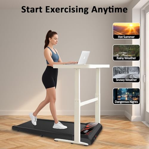 Walking Pad Treadmill, Under Desk Walking Mat with Incline for Home and Office, 2.5HP Low Noise Treadmill with Remote Control, Compact Design Walking Jogging Running Machine