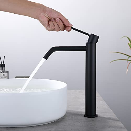 Brushed Gold Vessel Sink Faucet with Pop Up Drain and Supply Lines, Stainless Steel Gold Vanity Faucet Single Hole, JXMMP Single Handle Bathroom Faucet Gold, JXM1001BG