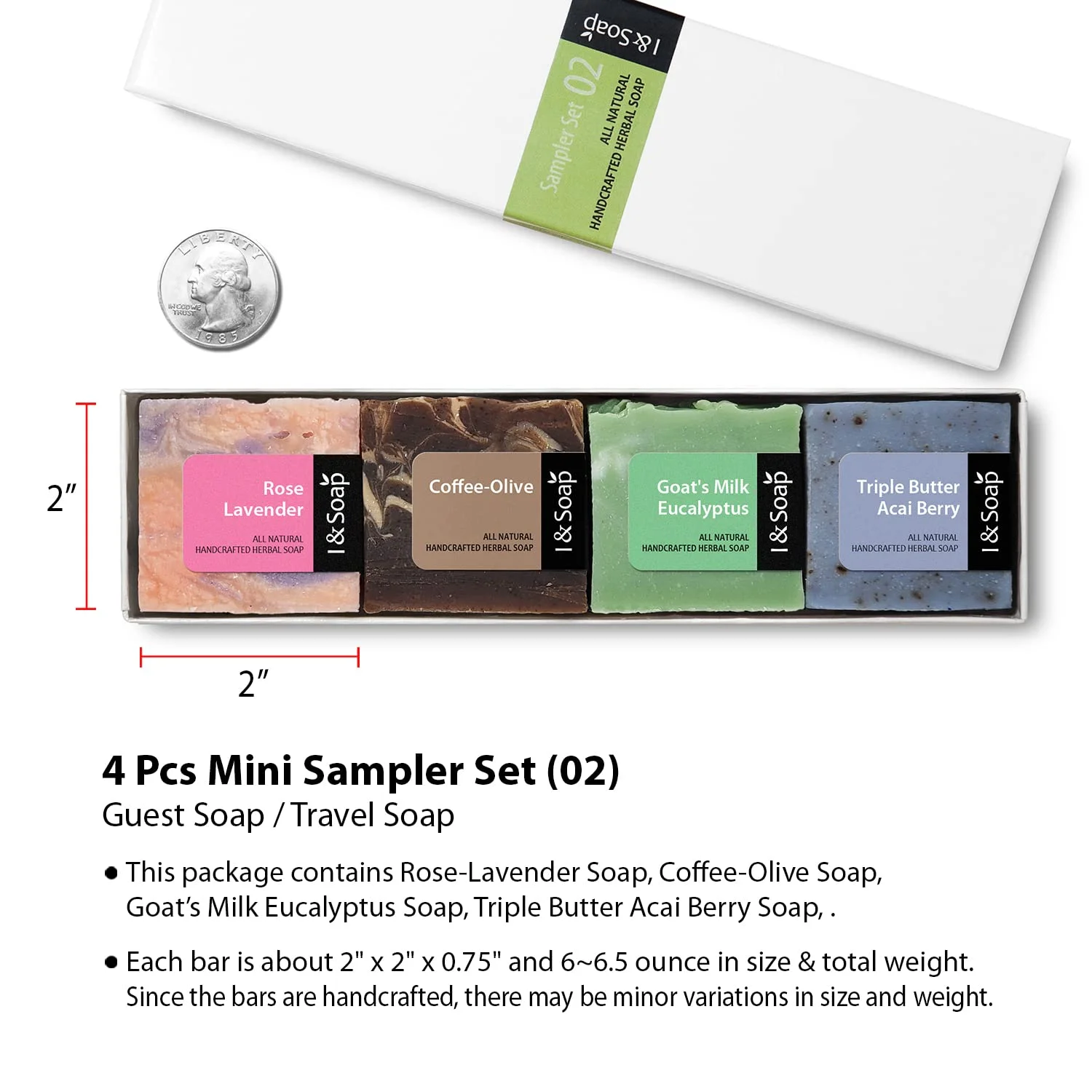 5Pcs Mini Sampler Set (02) - Guest  - Travel  - 100% Natural  Organic Materials - Hcrafted  - Gentle  Effective Facial H  Body Cleansing  Bars - Deeply Moisturiz