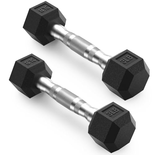 PAPABABE HEX Dumbbell Set 2.5-125lb, Rubber Encased Home Gym Dumbbells, Exercise & Fitness Weights Dumbbells for Women & Men, Hand Weight for Strength Training