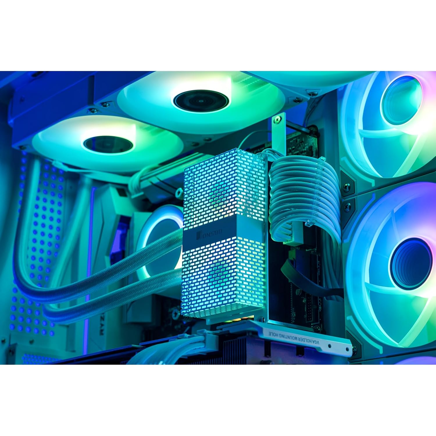 JONSBO NF-1 Black Desktop Memory Cooler, DDR5 Active Cooling,Compatible with ATX MB,Dual 5020 Fans, Addressable RGB Fan,for DDR4/DDR5, Black