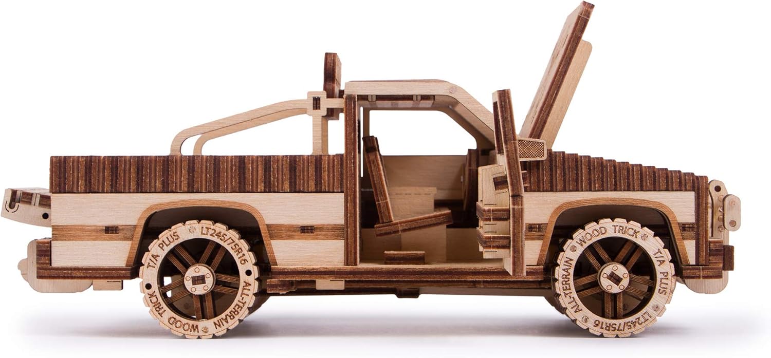 Wood Trick Big Rig Truck + Pickup + American Truck Bundle - 3D Wooden Puzzle Kits - Car Wooden Model Kits to Build