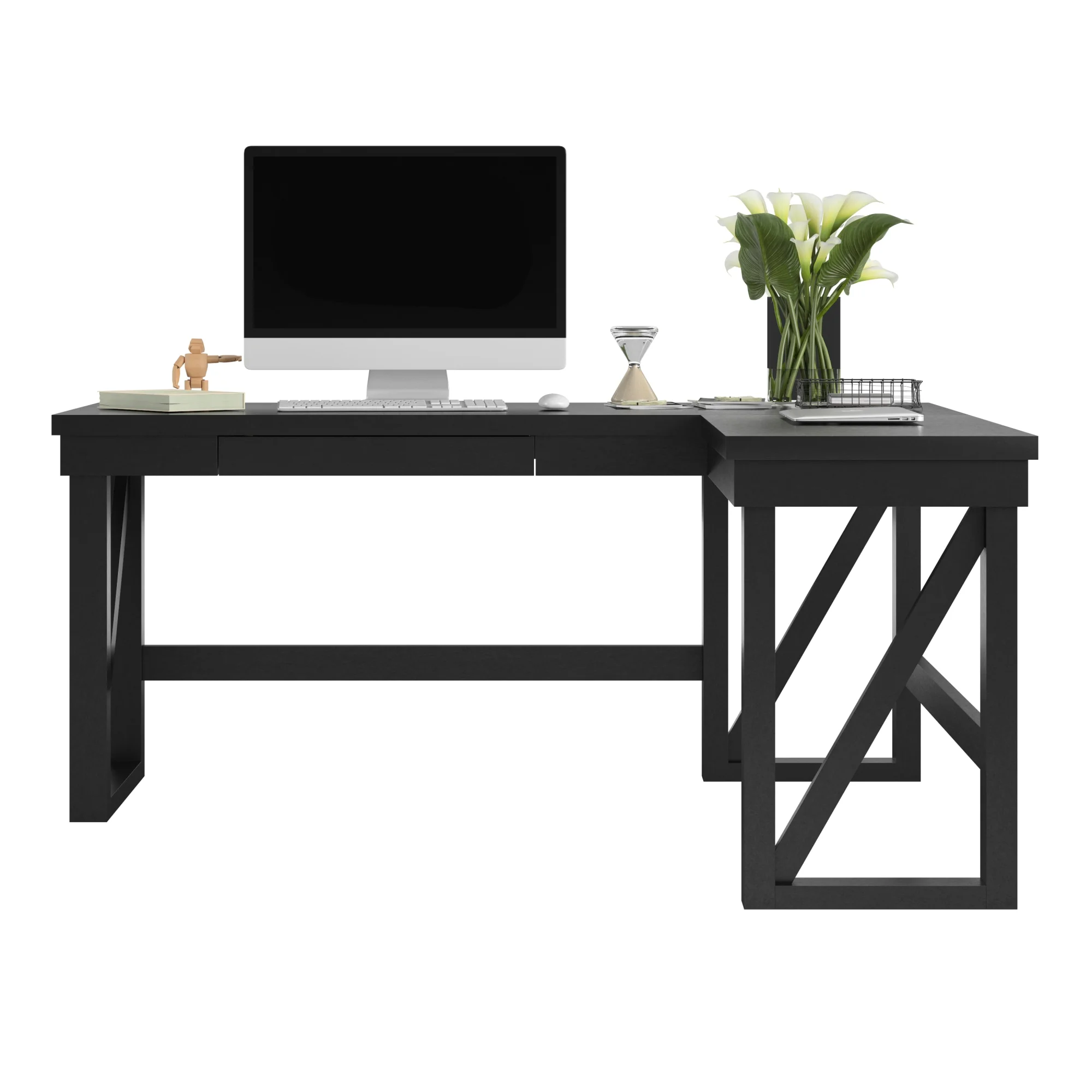 Ameriwood Home Crestwood Lift Top L Desk in Black