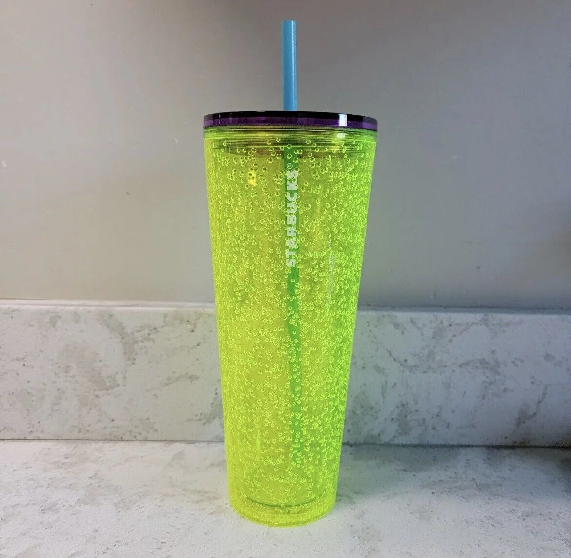 Starbucks 2023 Tumbler Cup Summer Yellow Lime Bubbleseed 24 Oz New