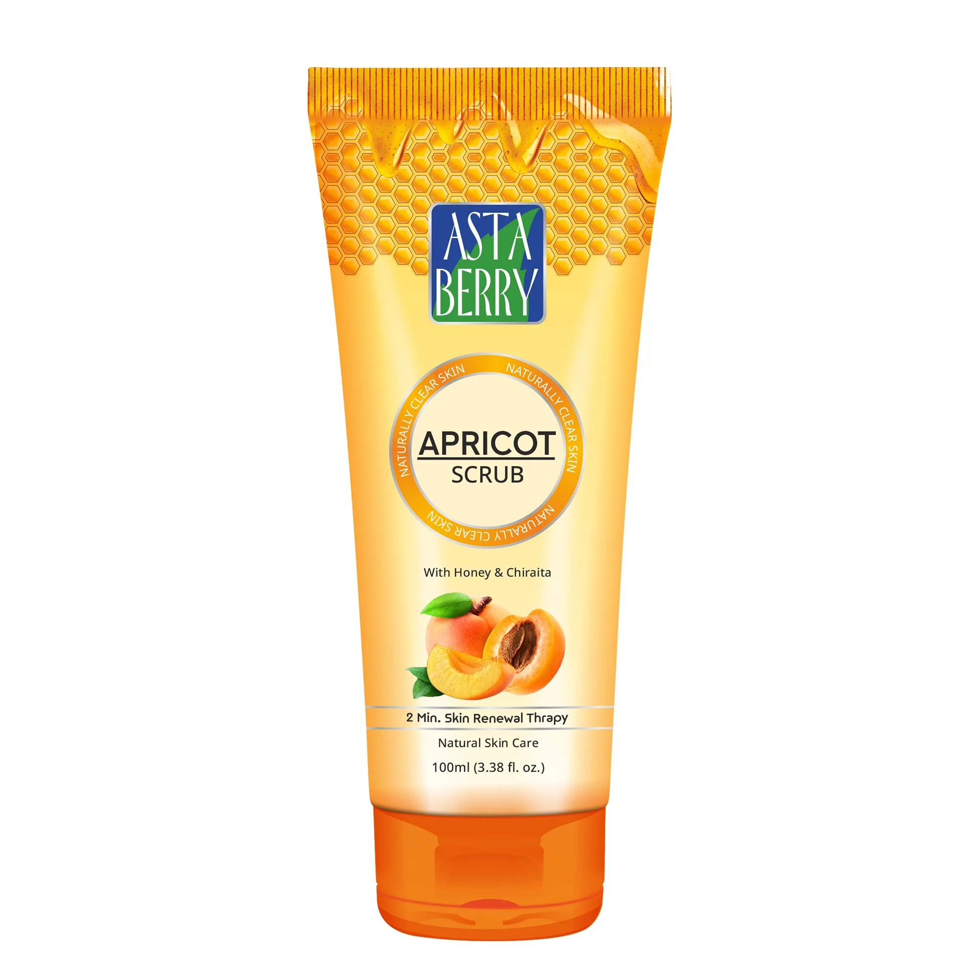 Astaberry Apricot Scrub With Honey & Chiraita | Dermatologist Formulated | All Skin Types | 2 Minute Skin Renewal Therapy | Naturally Soft & Glowing Skin | Remove Dead Epithelial C