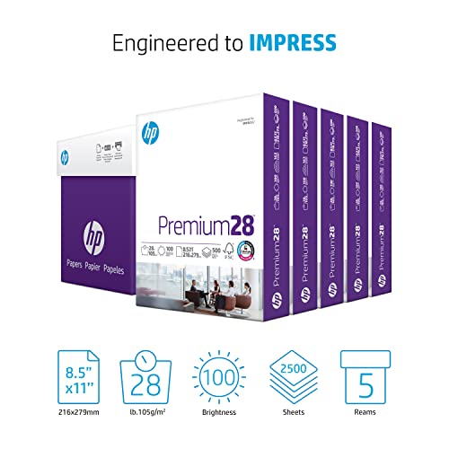 HP Paper Printer | 8.5 x 11 Paper | Premium 32 lb | 1 Ream - 500 Sheets | 100 Bright | Made in USA - FSC Certified | 113100R