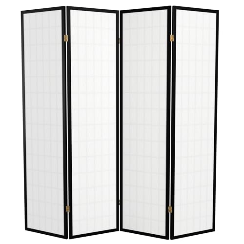 Red Lantern 6 ft. Tall Window Pane Shoji Screen-Natural-4 Panels Room Divider