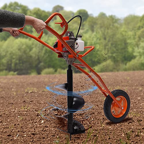 63CC Post Hole Digger 3HP Gas Powered Earth Auger Borer Ground Drill Gasoline Earth Auger Wheelbarrow with 11