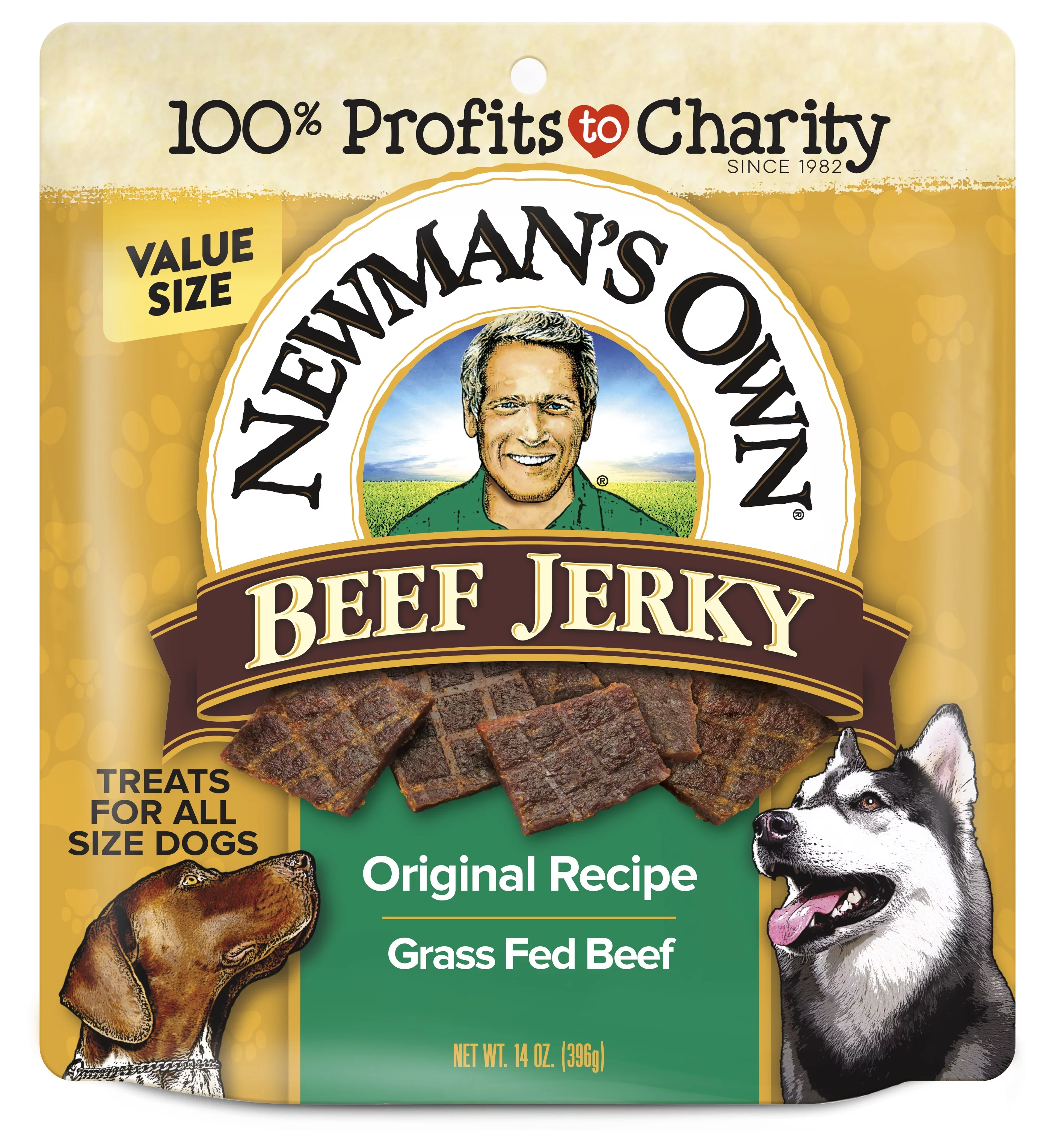 Newman's Own Original Recipe Grass Fed Beef Jerky Treats for Dogs, 14oz Re-Sealable Bag