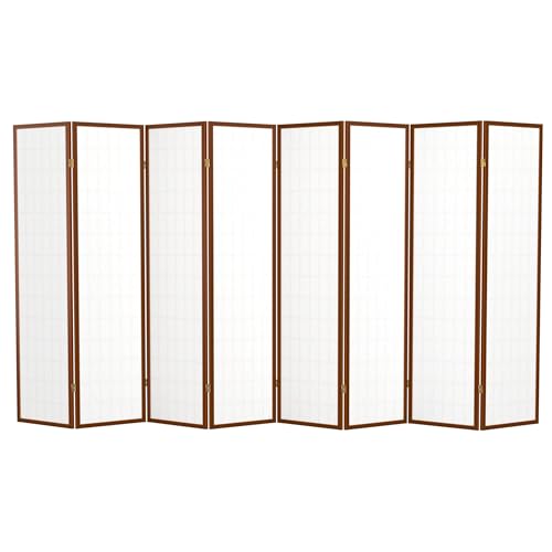 Red Lantern 6 ft. Tall Window Pane Shoji Screen-Natural-4 Panels Room Divider