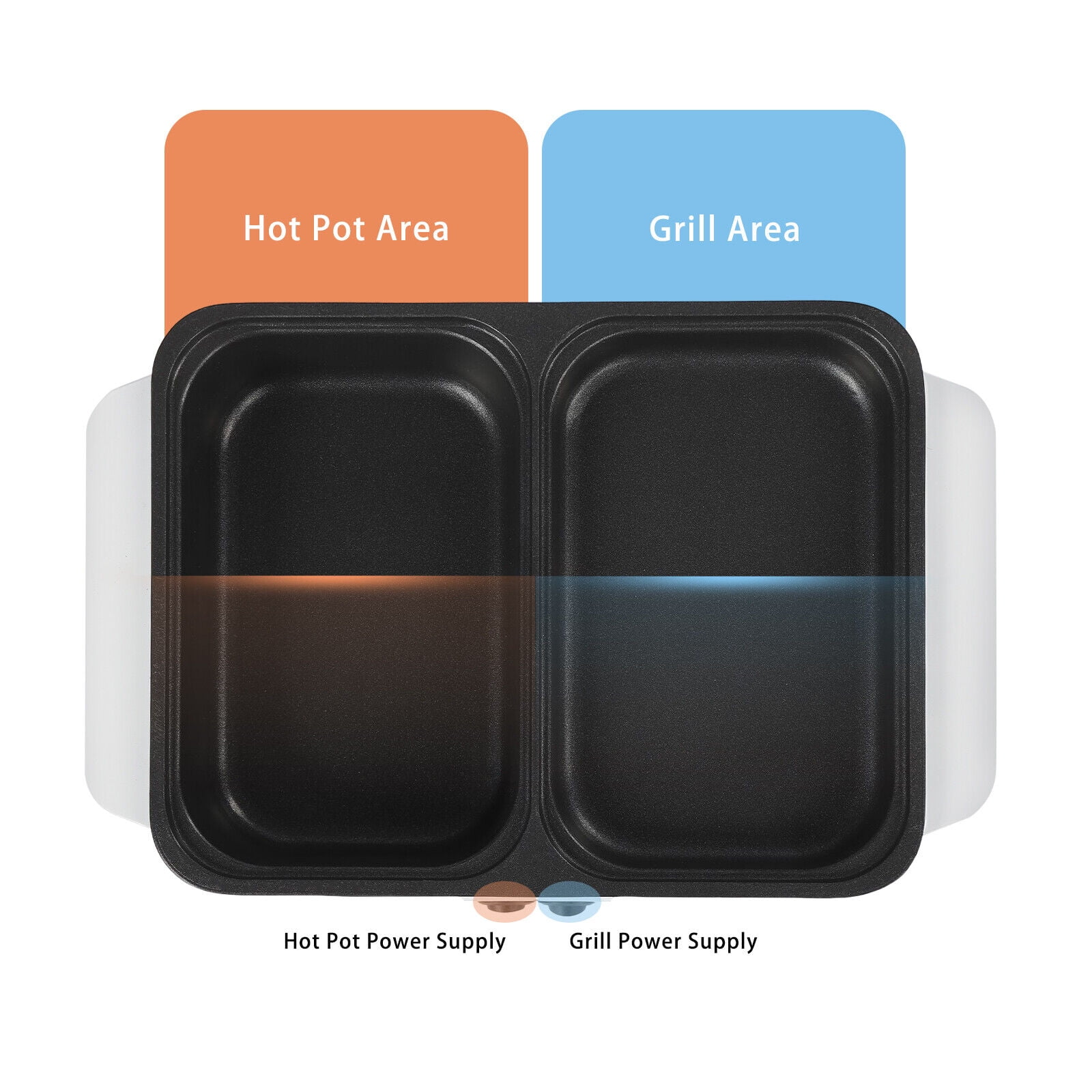 2 in 1 Electric Hot Pot Non-Stick BBQ Plate Barbecue Grill Cooking Frying Pan