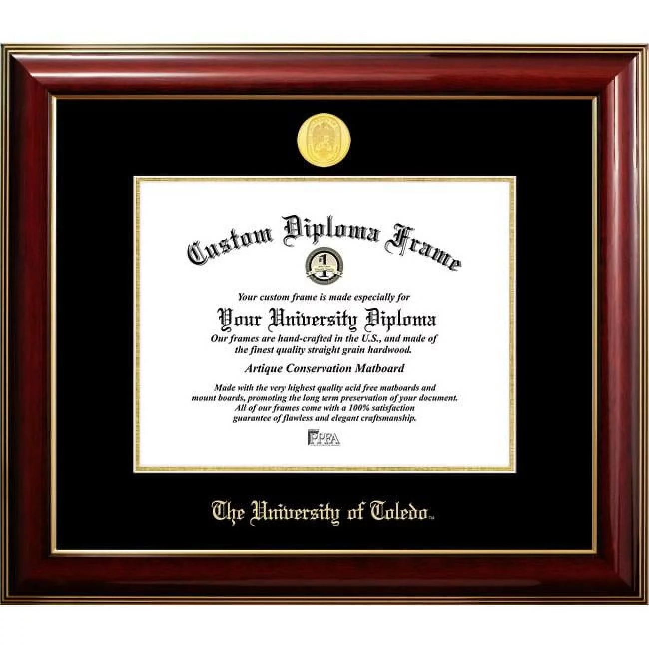 Campus Images OH985CMGTGED-108 10 x 8 in. University of Toledo Diploma Frame, Classic Mahogany