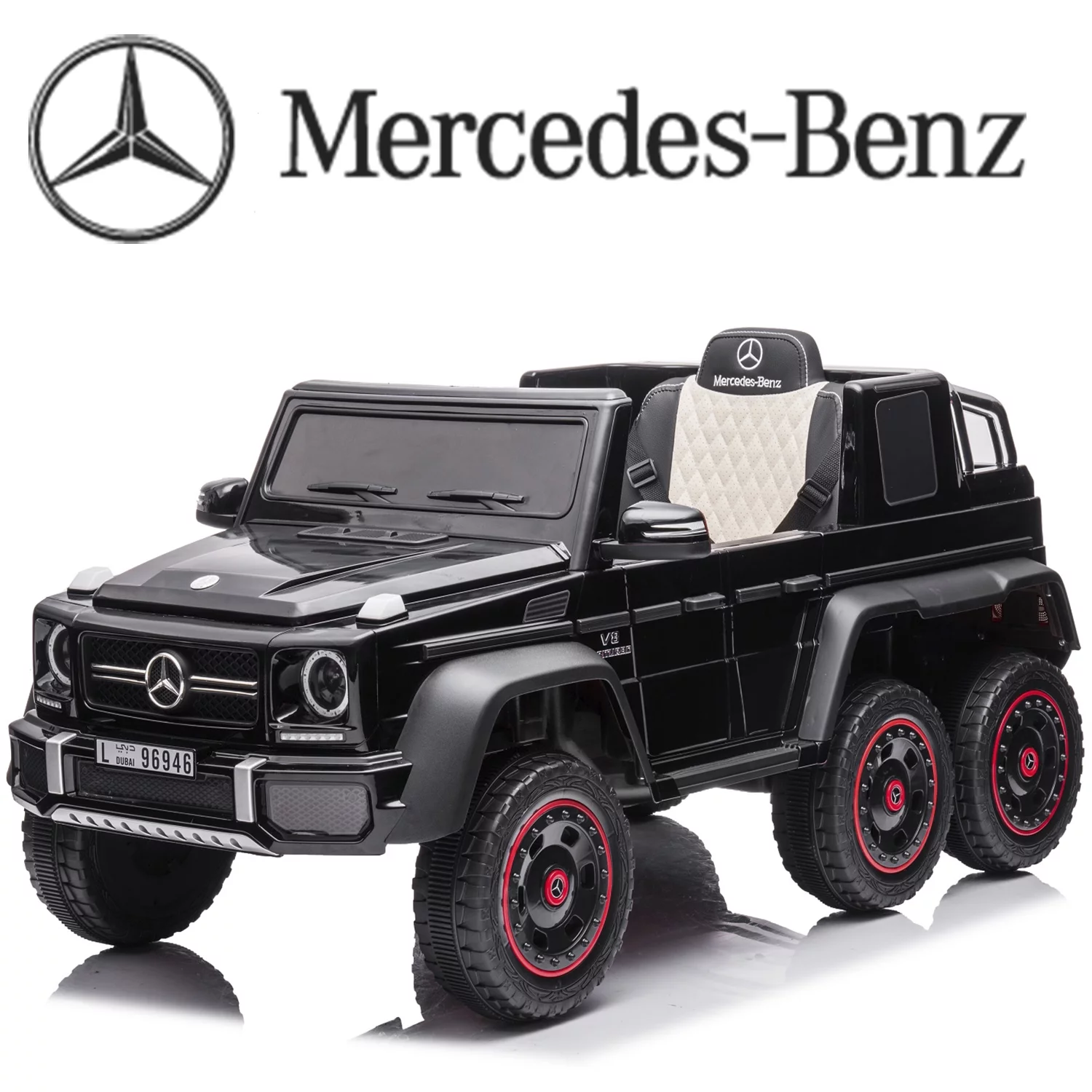 COCLUB 24V Powered Ride On Cars, Licensed Mercedes Benz G63 Car Vehicles with Remote Control, MP3 Player, Soft Seat, 6 Wheels Drive, Kids Ride On Toys for Boys Girls, Black