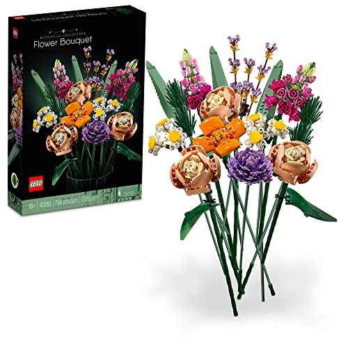 LEGO Icons Flower Bouquet Building Set - Artificial Flowers for Decoration for Home and Display, Ages 18+ - Small Fake Flowers for Table, Desk, Office - Gift for Mother's Day - 10280