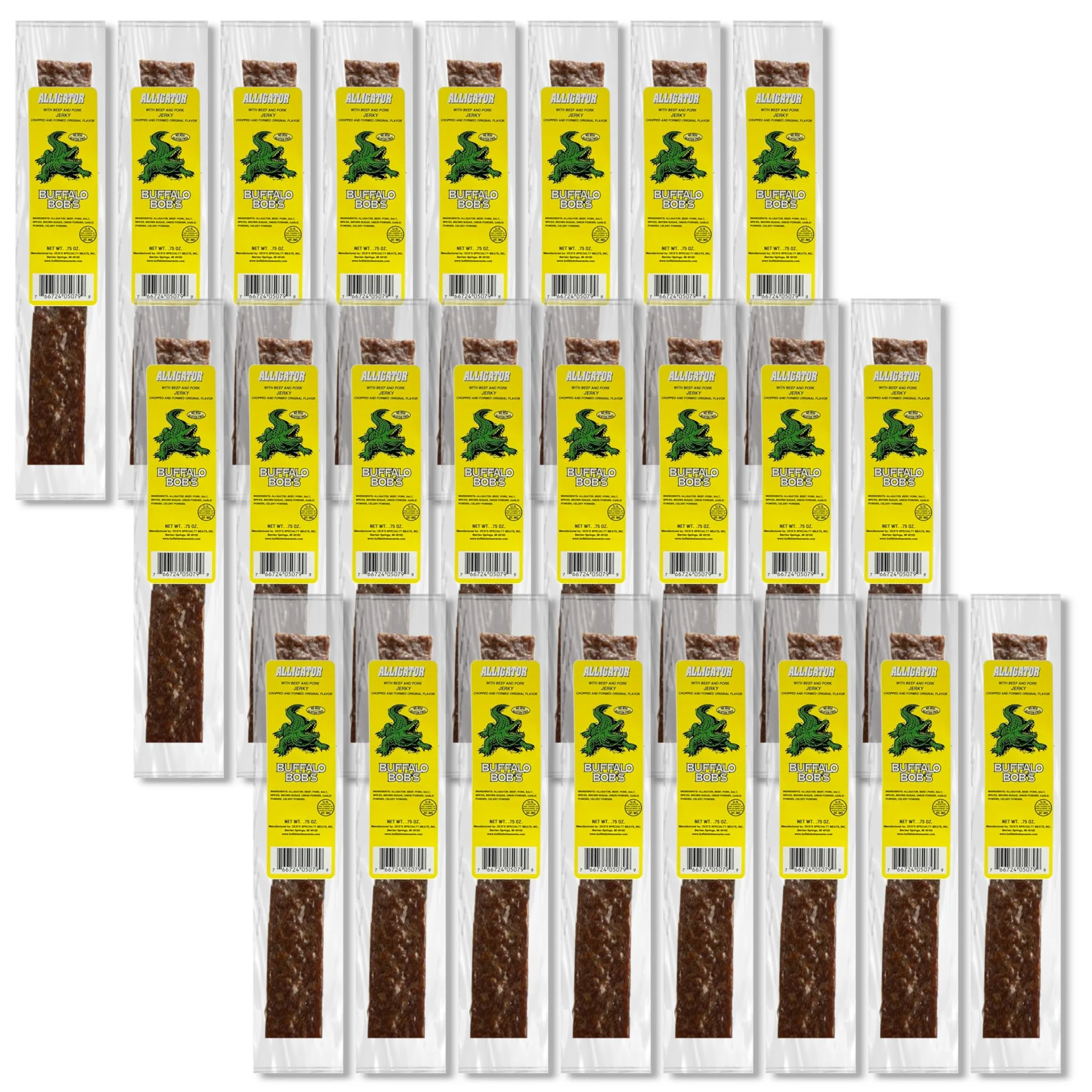 Buffalo Bob's Wild Game Meat Snacks - Original Alligator Jerky Strip (10 pack) - High-Protein Exotic Snack for Outdoors, Gift for Dad/Men, Unique Gift