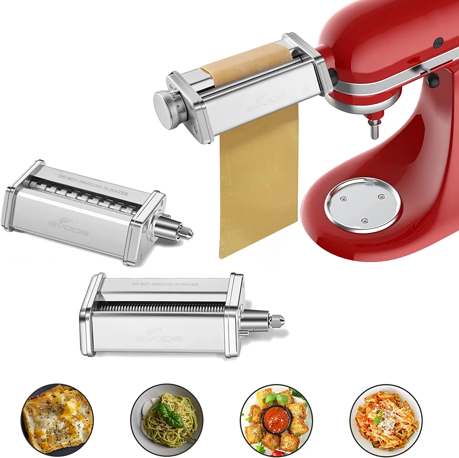 Excellent Pasta Attachment for KitchenAid Stand Mixer Included Pasta Sheet Roller  Spaghetti Cutter and Fettuccine Cutter Pasta Maker Stainless Steel Accessories 3Pcs by Gvode