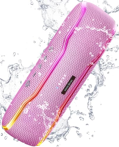 Portable Bluetooth Speaker, IPX7 Waterproof Wireless Speakers with Colorful Flashing Lights, 25W Super Bass 24H Playtime, 100ft Range, TWS Pairing for Outdoor, Home, Party, Beach, Birthday Gift