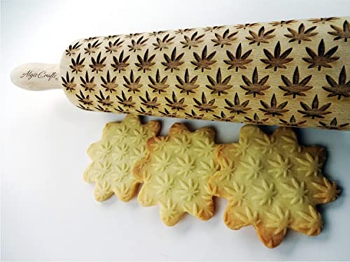LOTUS embossing rolling pin with Lotus flower Pattern. Dough roller for embossed cookies and Pottery by Algis Crafts