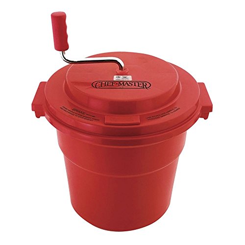 Chef Master 90012 Commercial Salad Spinner | 2.5 Gallon Capacity Salad Dryer | Sealed Gearbox | Built-in Brake System with Durable Spinner Mechanism