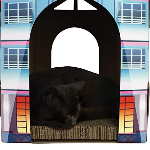 Christmas Cat House & Cat Scratcher w/Bonus Catnip Included