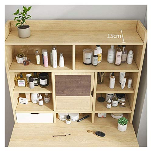 Makeup Vanity Table for Women Girls, Makeup Dressing Table with Flip Top Mirror, Storage Shelves, Makeup Vanity Desk for Bedroom, Vanity Table Set with 2 Drawers(White,60x45x132cm)