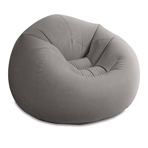 Intex 68579EP Beanless Bag Inflatable Lounge Chair: Corduroy Textured Flocking – Durable Vinyl – Folds Compactly – 220lb Weight Capacity – 45