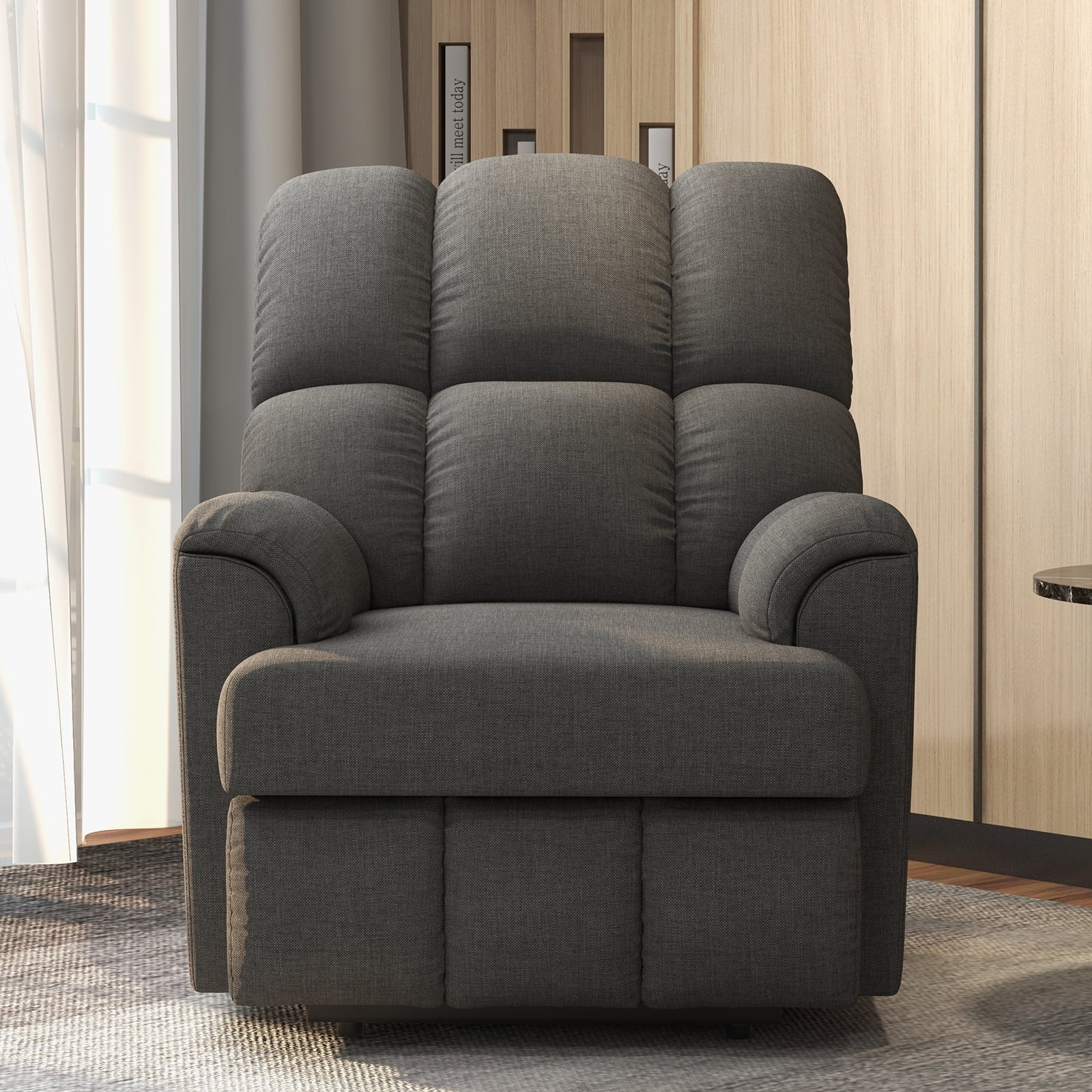 Bonzy Home Rocker Recliner Chair Glider for Living Room in Soft Fabric, Dark Gray