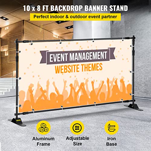 VEVOR Backdrop Banner Stand 8 x 8 Ft Adjustable Height Background Stand Backdrop with Newest Step and Repeat Backdrop Stand for Parties Wedding Photo Booth Trade Show 1 Carrying Bag