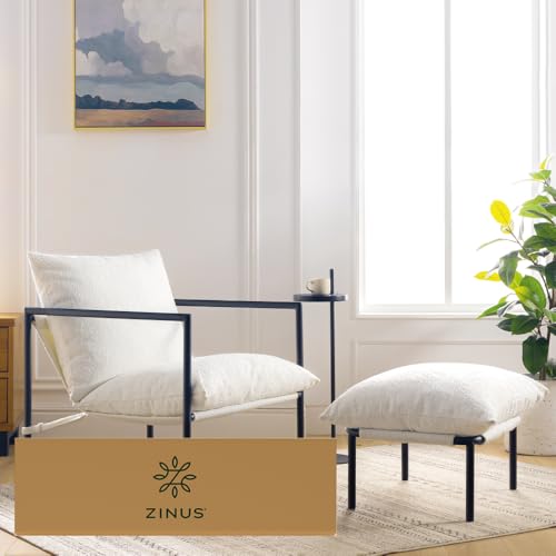 ZINUS Aidan Sling Accent Chair, Metal Framed Armchair with Shredded Foam Cushioning, Black