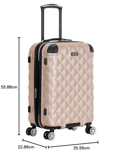 Kenneth Cole REACTION Diamond Tower Collection Lightweight Hardside Expandable 8-Wheel Spinner Travel Luggage, Black, 20-Inch Carry On