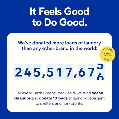 Earth Breeze Laundry Detergent Sheets Fresh Scent - 60 Loads No Plastic Jug Concentrated Laundry Detergent 30 Sheets