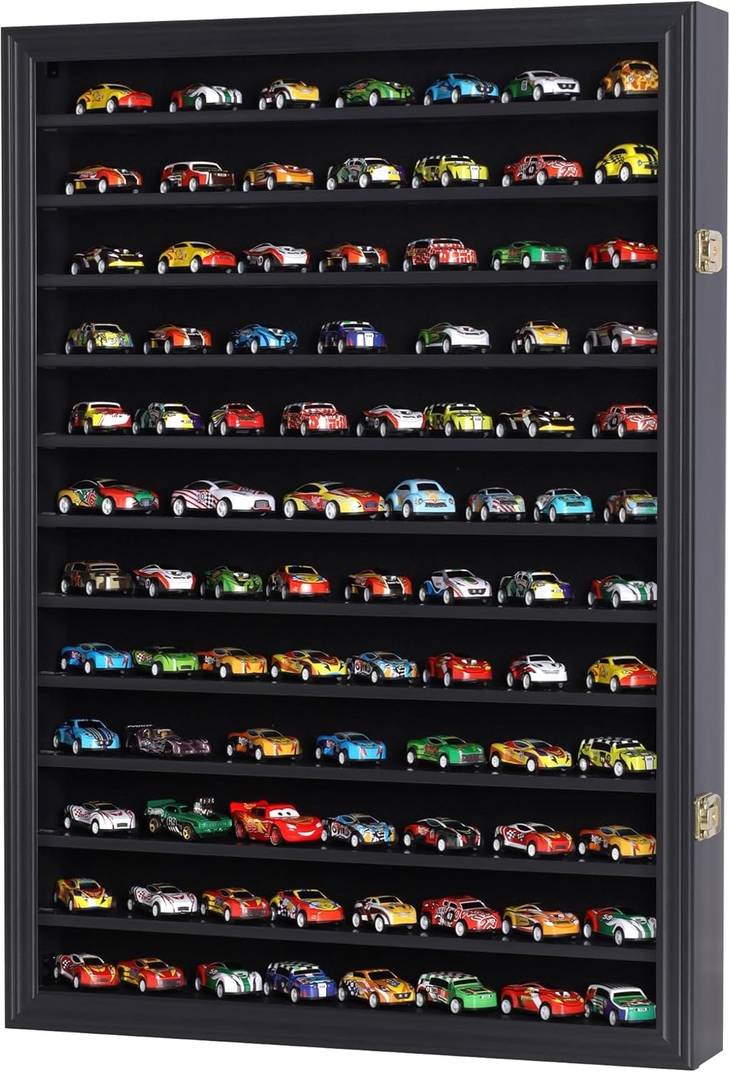 Toy Cars Wheels Matchbox Model Cars Hot Display Case Cabinet UV Protection 1/64-1/43 Scale (Black Finish) 26.5 X 18.75 X 3.25 Inches