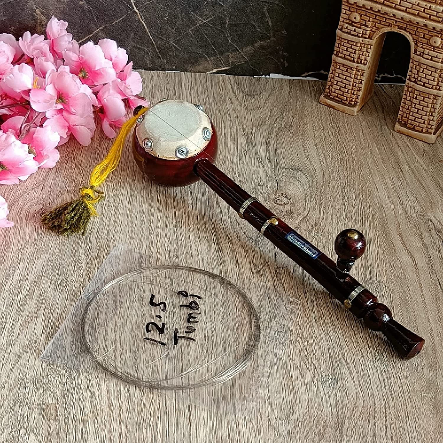 India Meets India Handmade Wooden Ektara/Tumbi [Brown], Decorative Collective Item for Home Décor/Office/Book Shelves/Table Top/Windowsill/Living Room, 12.5 INCH w/Extra String (Free)